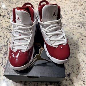 Jordan 6 Rings White and Crimson Red